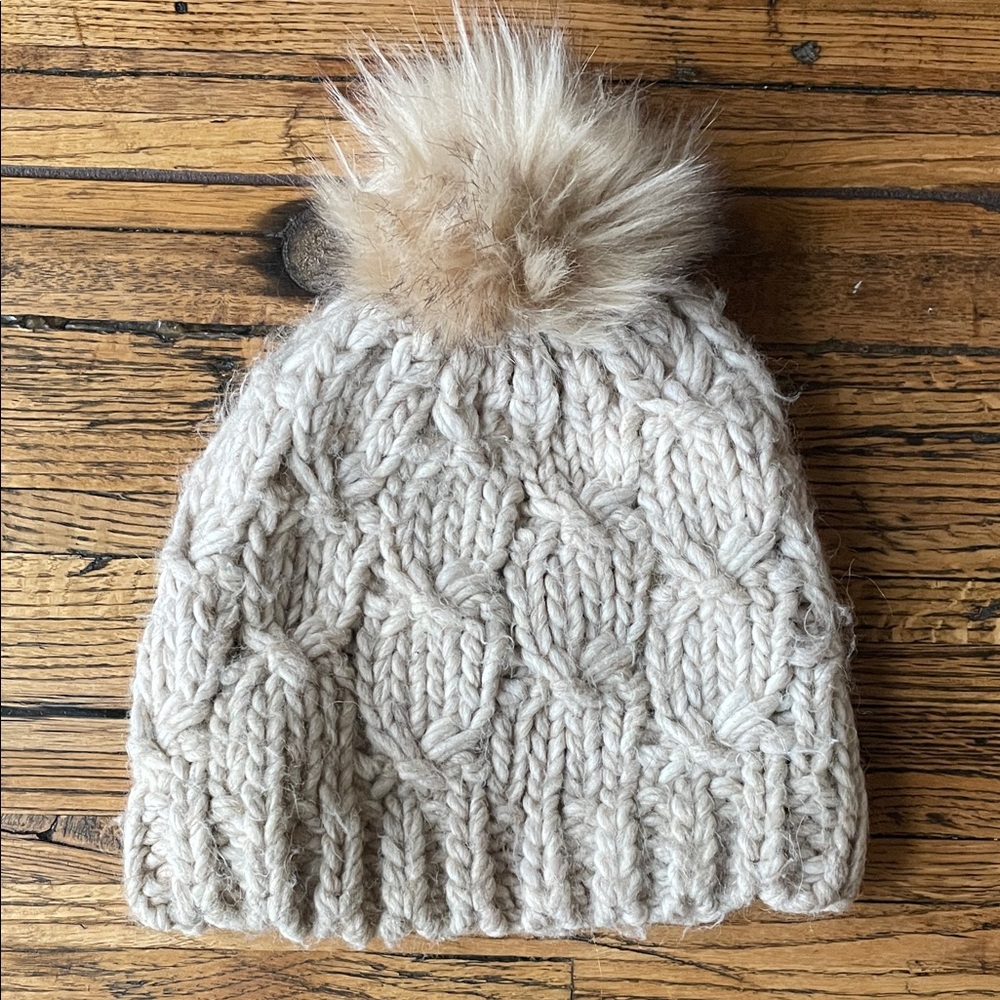 Cozy Knit Pom-Pom Beanie - Cream
